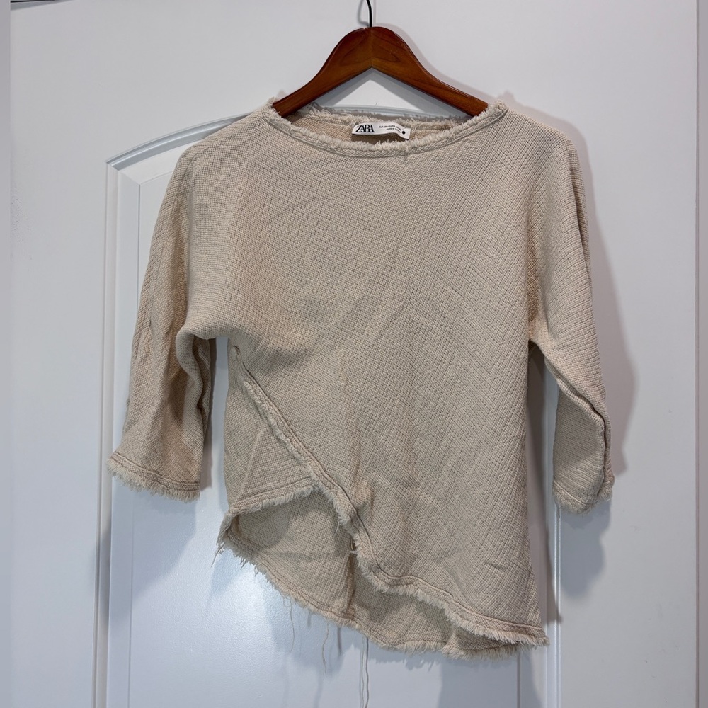 Zara Beige Textured Knit Top
